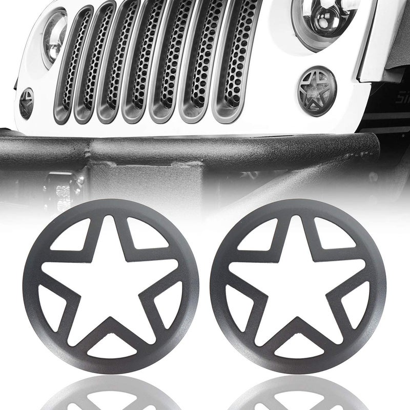 Hooke Road JK Front Turn Signal Light Guard Cover Compatible with 2007-2018 Jeep Wrangler JK & Unlimited - Pair - Image 1
